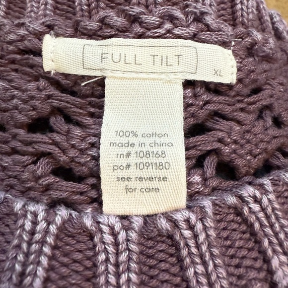 Full tilt extra large women’s purple knit sweater 100% cotton cropped - Picture 8 of 11